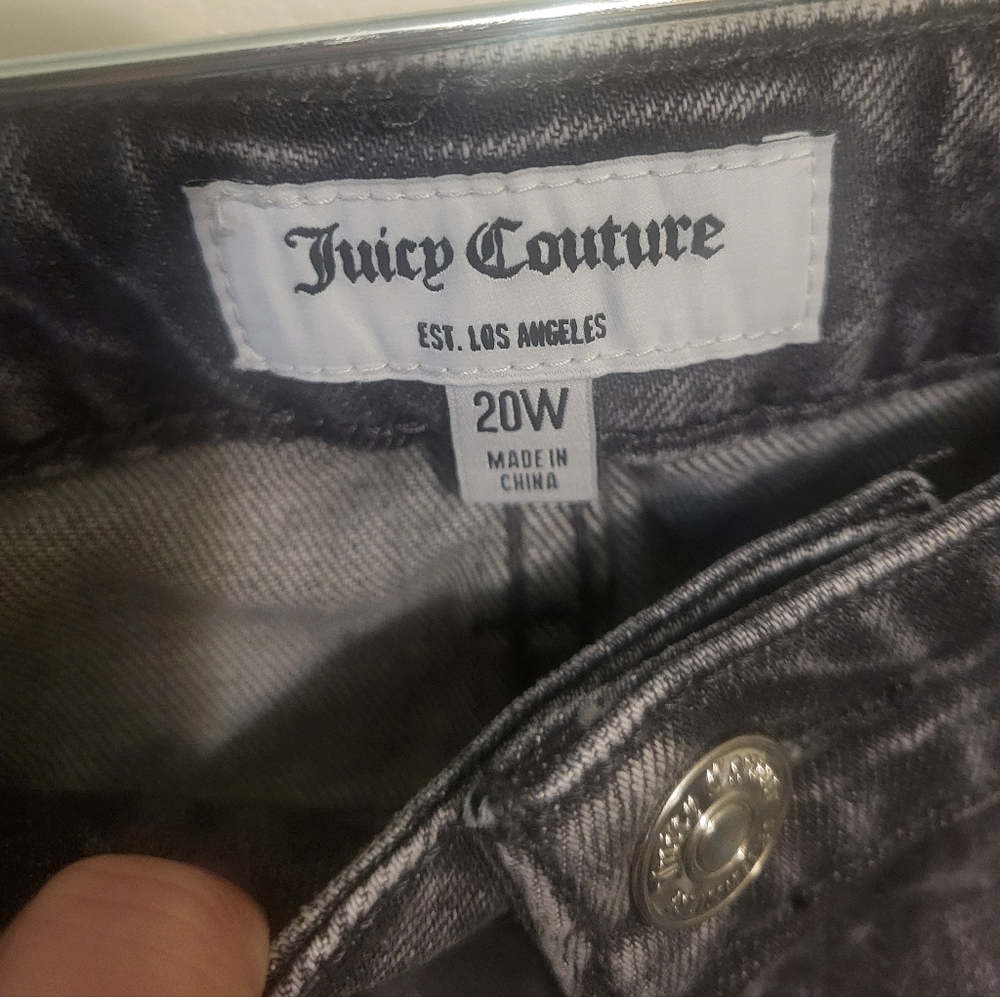 Juicy Couture Venice Grey Marble Wash Straight Leg Frayed Hem Jeans Plus 20W NWT - Picture 6 of 8